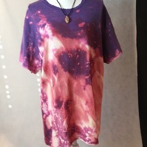 Purple red tie dye heavy cotton blend t-shirt